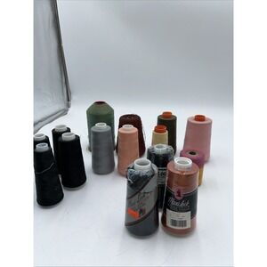 Serger Thread Lot of 15 Spools Cones In Assorted Colors Black Green Pink